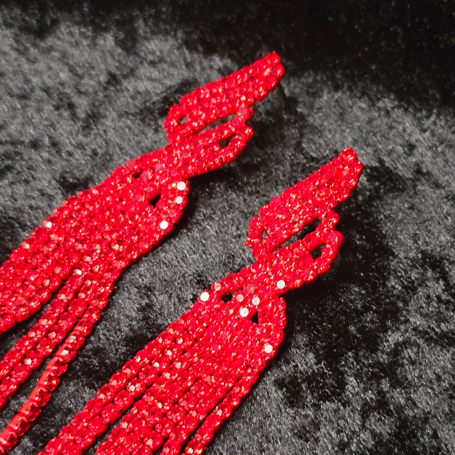 Elegant Red Rhinestone Drip Earrings