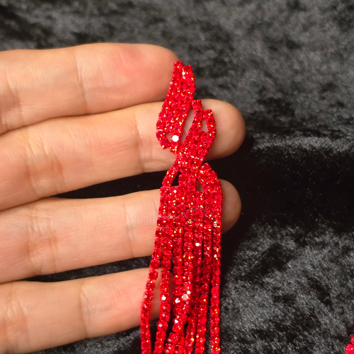 Elegant Red Rhinestone Drip Earrings