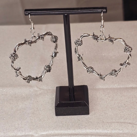 Rose and Thorns Hear Shaped earrings